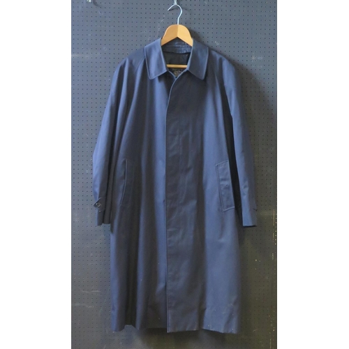 1443 - A Burberrys for Harrods Gent's Navy Blue Coat with wool liner, approx. 46