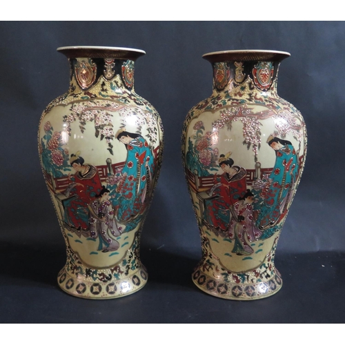 1462 - A Pair of Modern Satsuma Vases, 36cm high