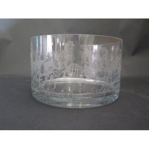 1518 - An Hannah Hurd 92 Engraved Glass Chaucer Bowl, 24.5cm diam. x 14.5cm high