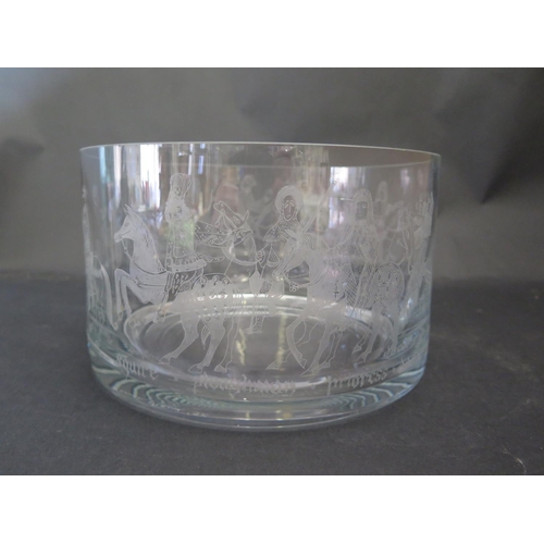 1518 - An Hannah Hurd 92 Engraved Glass Chaucer Bowl, 24.5cm diam. x 14.5cm high