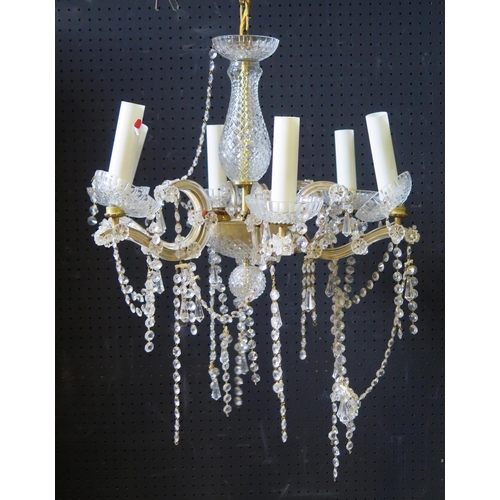 1520 - A Six Branch Cut Crystal Chandelier. A/F