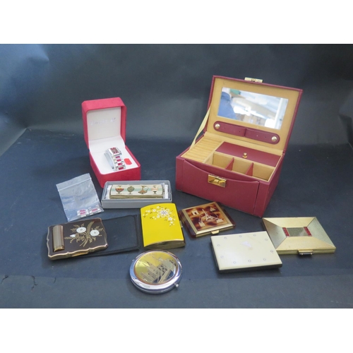 1569 - A Collection of Stratton and other Compacts, fashion watch and jewellery box