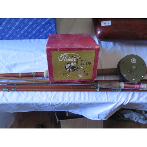 1579 - A Martin James Fishing Rod, one other with STRIKE RIGHT TILEDO reel and boxed Point Model No. 770 fi... 