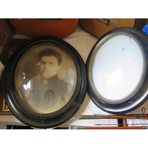 1582 - Two Domed Glass and Ebonised Picture Frames, largest c. 51x43cm