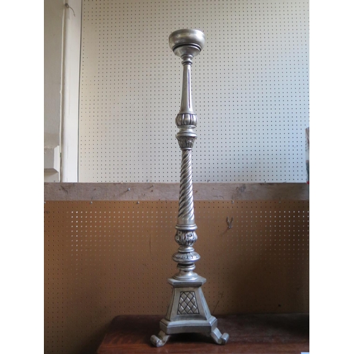 1628 - A Silver Painted Floor Standing Candle Stand, 102cm