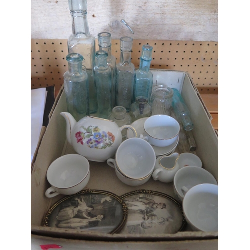 1632 - Nursery Tea Ware and old bottles including GRANNY'S DELICIOIUS SAUCE