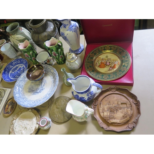 1636a - A Selection of Ceramics including copper lustre, Caverswall collector's plate plaques, reproduction ... 