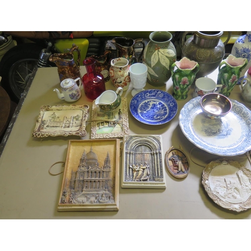 1636a - A Selection of Ceramics including copper lustre, Caverswall collector's plate plaques, reproduction ... 