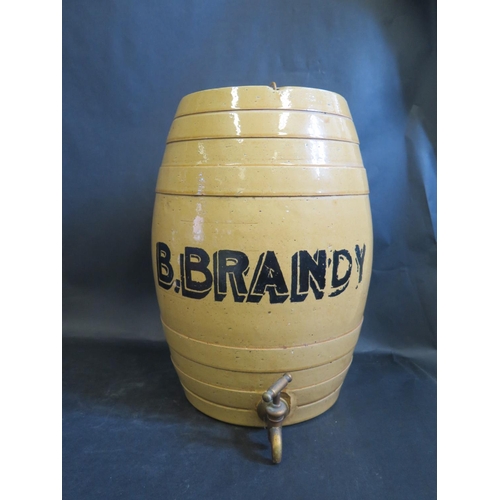 1647a - A Large Stoneware BRANDY Barrel, 41cm. A/F