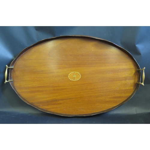 1653 - An Edwardian Marquetry Inlaid Mahogany Two Handled Tray, 64cm