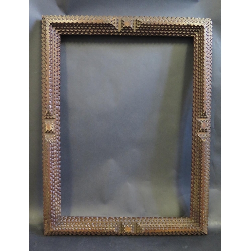 1654 - A Tramp Art Chip Carved Picture Frame, c. 15