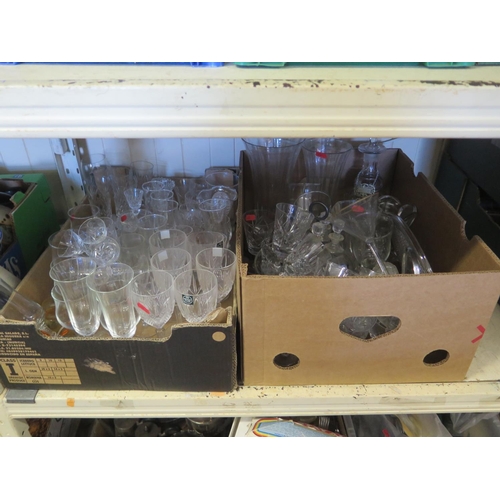 1667 - Two Boxes of Glassware including cut crystal, decanter and vases etc.