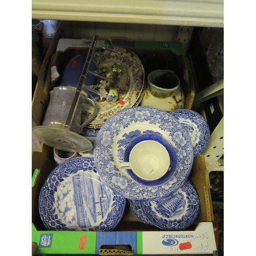 1668 - Three Boxes of Oddments including blue and white ware, Crown Devon, Royal Worcester, Wedgwood collec... 