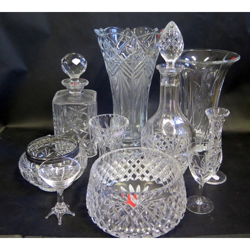 1693 - A Selection of Cut Crystal and other Glassware including decanters and vases