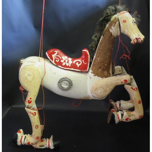 1793 - A Large Painted Wooden Horse Puppet approx. 54cm tall, 55cm long. (one leg needs repair)