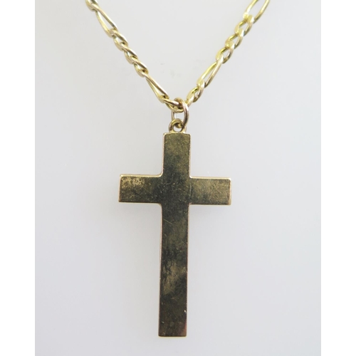 198 - A 9ct Gold Cross Pendant with foliate scroll engraved decoration, 52cm, pendant c. 36mm, 6.3g