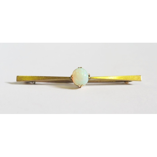 248 - A 9ct Gold and Singlet Opal Brooch (unmarked setting), 53mm, 2.4g