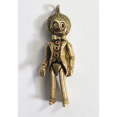 265 - A 9ct Gold and Enamel Golly Charm with articulated head and limbs, 35mm, 5.6g