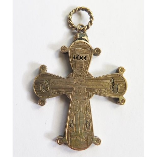 269 - An Early Unmarked Gold Reliquary Cross Pendant, 40mm