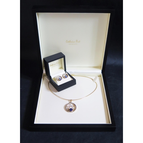 371 - An Early Vintage Catherine Best Tanzanite and Diamond Pendant Necklace with Matching Earrings  in 18... 