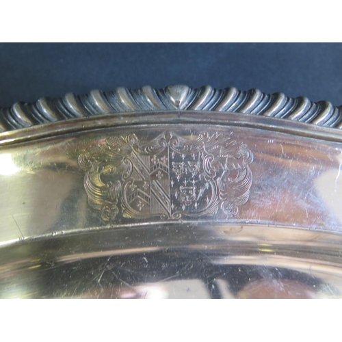 517 - A Silver Plated Oval Tray engraved with armorial, 39cm