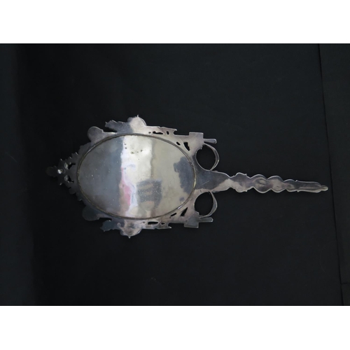 534 - An Ornate Silver Plated Hand Mirror, 32cm