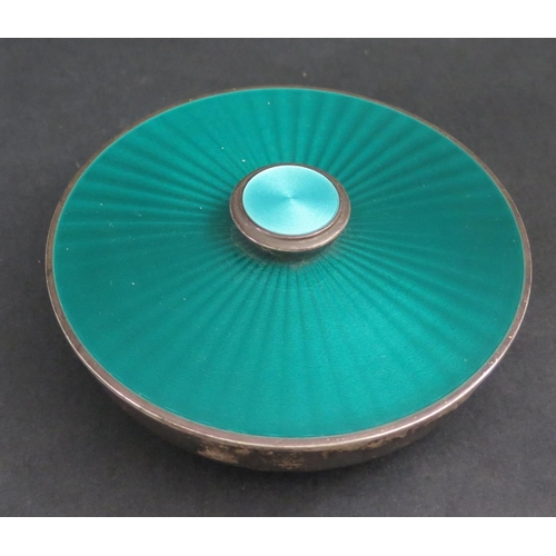 559 - A David Anderson Norwegian Silver Bowl with Green Guilloché Enamel Cover, 10cm diam., 183g