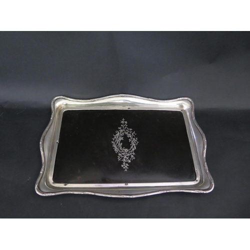 606 - A George V Silver and Tortoiseshell Tray with silver foliate spray inlay, 29.5x20.5cm, London 1919, ... 