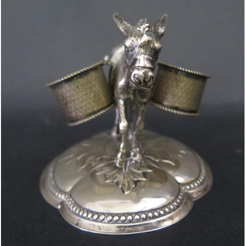 614 - A Continental White Metal Donkey Ornament, base 10cm, 129g