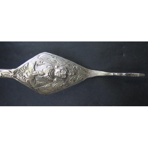 622 - A Burmese White Metal Ladle, 32cm, 103g