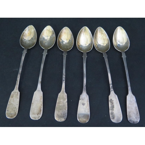 690 - A Set of Six Russian .84 Silver Teaspoons with chased foliate decoration, 14cm, 84g