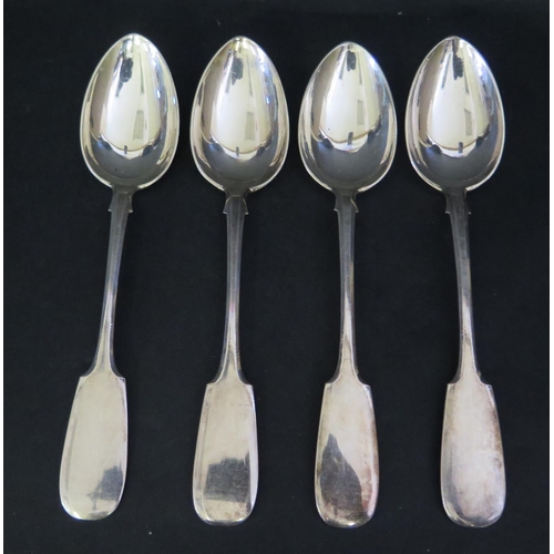 691 - A Set of Four Russian .84 Silver Desert Spoons, 190g