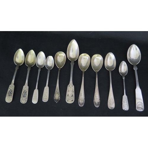 693 - A Selection of Russian.84 Silver Flatware including niello, 211g, and three .875 silver spoons, 69g