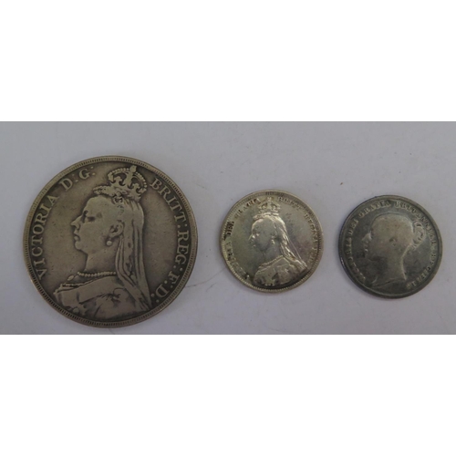 710d - A Victorian 1889 Crown, 1839 and 1838 Shillings