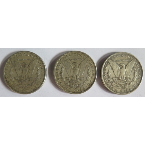 721 - Three America Dollars _ 1880, 1882 and 1891 (unauthenticated)