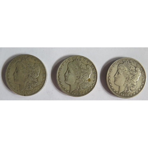 721 - Three America Dollars _ 1880, 1882 and 1891 (unauthenticated)