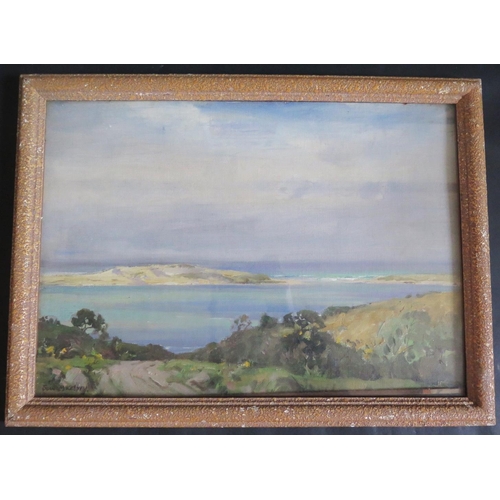 755 - Frank McKelvey RHA RUA, Coastal Scene, oil on board, 42x29cm, original frame with William Rodman & C... 