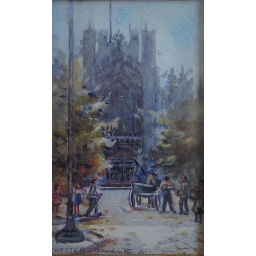 758 - Helen Overbury Fox (1889 -1967), 'CHESTER', watercolour, 10.5x6.5cm., framed & glazed