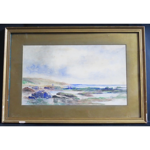 762 - T.L. Flower, Coastal Scene, watercolour, 50x29cm, framed