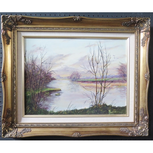 778d - F. Priestley, The Exe at Upexe, oil on canvas, 39x29cm, framed