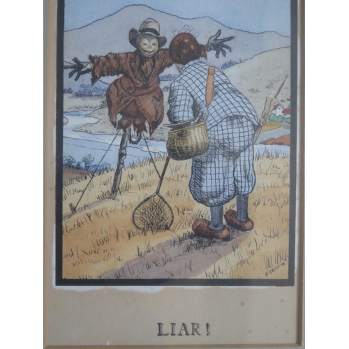 799 - H. Griffin, 'LIAR!' _ a humorous fishing painting, watercolour, 20x13, framed & glazed