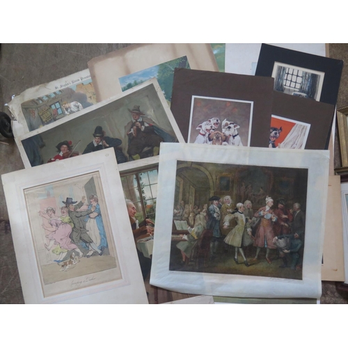 804 - A Selection of Pictures and Prints including Tristram Shandy, largest 66x56cm