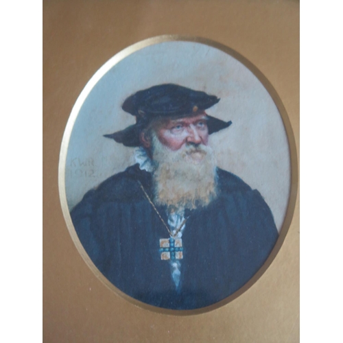 810 - KWR 1912, Half Length Portrait of Gentleman, 10.5 x 9cm, framed & glazed