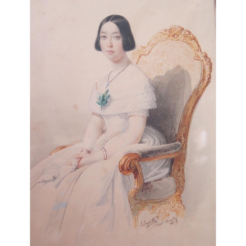 814 - G. Busato 1845 Venetia,  Portrait of Lady, watercolour, 27x20cm