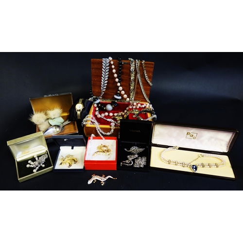 87 - A Selection of Costume Jewellery, two watches including musical jewellery box and a silver plated ci... 