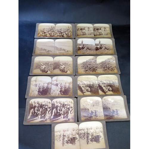 890A - A Collection of 12 Boer War Photographic Stereoscope Cards, 11 Siege of Port Arthur, 11 The Wedding ... 