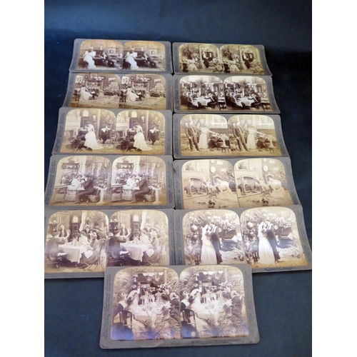 890A - A Collection of 12 Boer War Photographic Stereoscope Cards, 11 Siege of Port Arthur, 11 The Wedding ... 