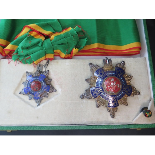 906b - Egypt _ Order of The Republic 1st Class Cased Set of Insignia. Some loss to enamel