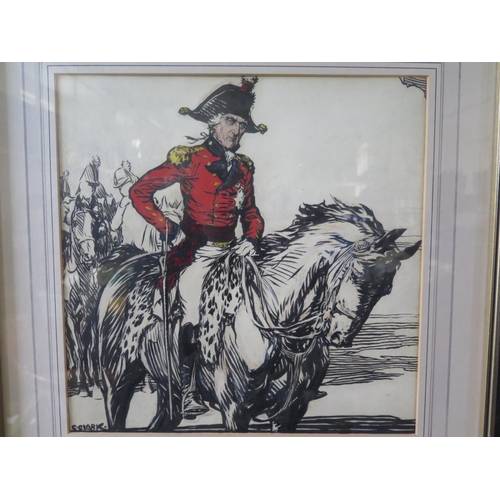 815 - C. Clark, Duke of Wellington, mixed media, 33cm sq., framed & glazed