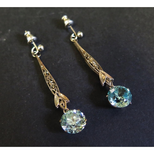 248 - A Pair of Zircon Pendant Earrings, 50mm drop, zircons 9mm